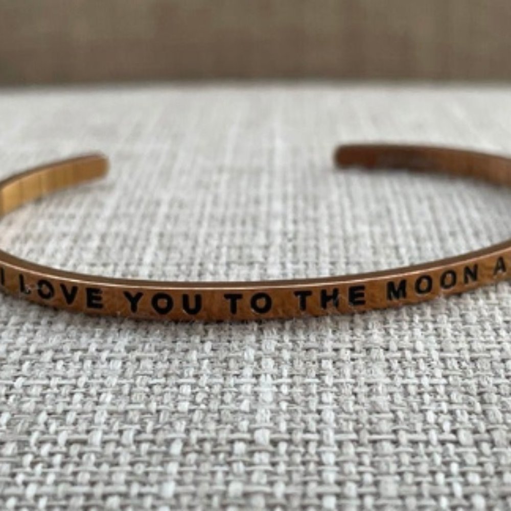 Valentine's Day Mantraband Bracelet Gold Tone "I love You To The Moon and Back"